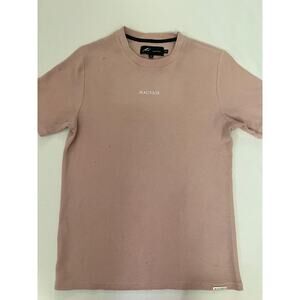 Mauvais Thermal T-Shirt Womens‎ Medium Waffle Knit Crewneck Graphic Logo Taupe